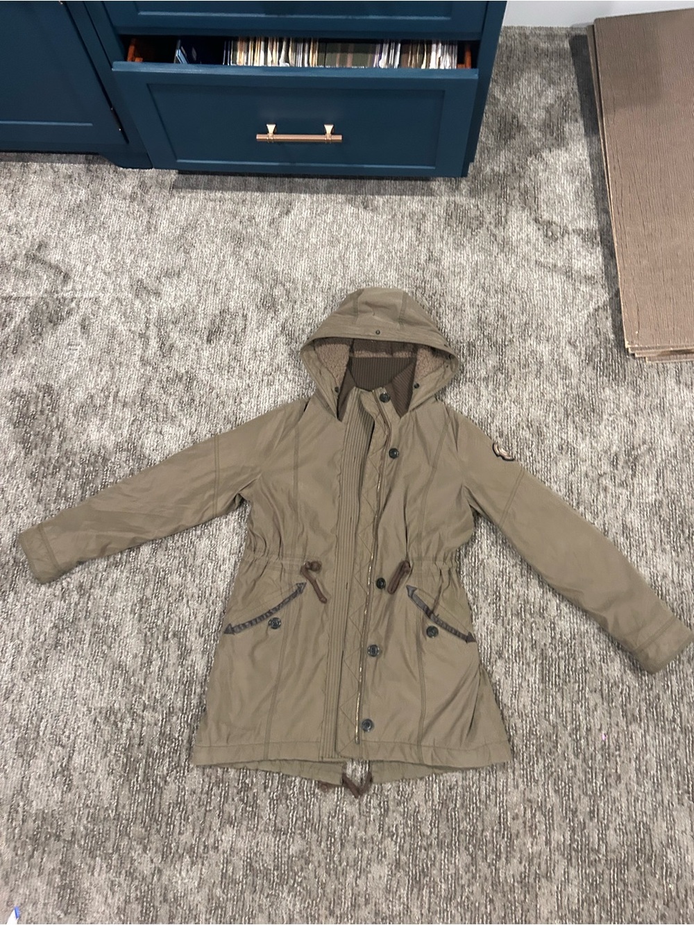 Abercrombie & Fitch Hooded Utility Parka in Olive Green